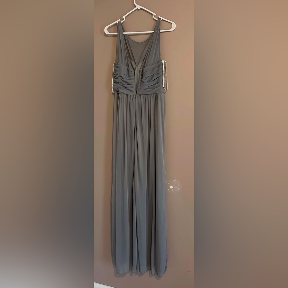 David's Bridal Mercury Gray Chiffon Maxi Dress